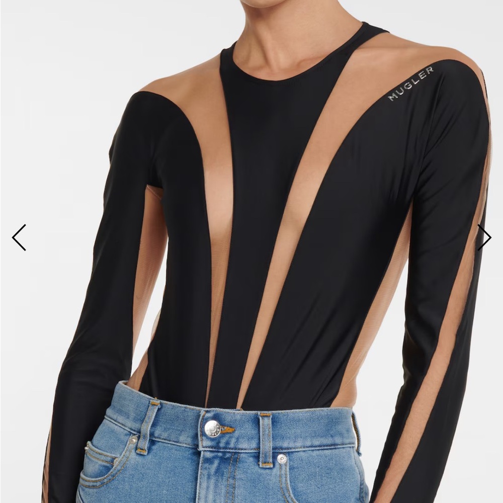 Mugler Black and Tan Women's Top
